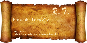 Racsek Teréz névjegykártya